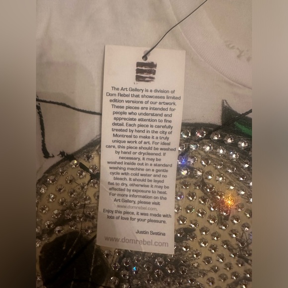 Y2K DOM REBEL SWAROVSKI CRYSTAL SKULL SHIRT HAND-PAINTED AND SIGNED BY DESIGNER - Picture 3 of 14